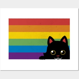 Peeking Cat Rainbow Pride Flag by Tobe Fonseca Posters and Art